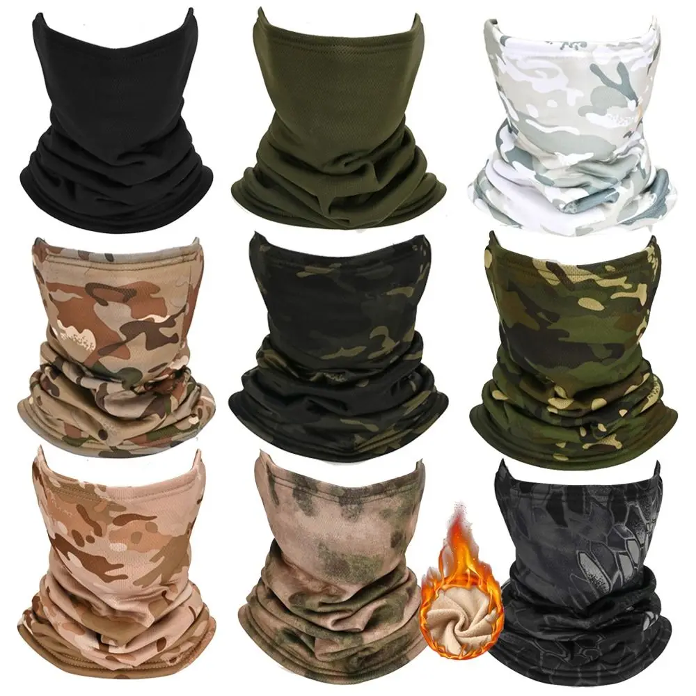 Winter Camping Camouflage Fleece Neck Gaiter Ski Tube Scarf Snowboard Half Face Mask Face Cover Unisex Outdoor Cold-proof Collar
