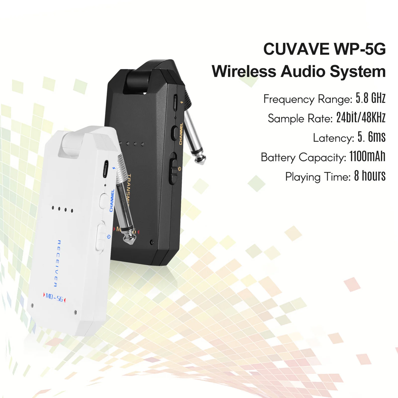 

Беспроводная гитарная система 5,8G, перезаряжаемый аудиопередатчик, приемник диапазона ISM для усилителя бас-гитар