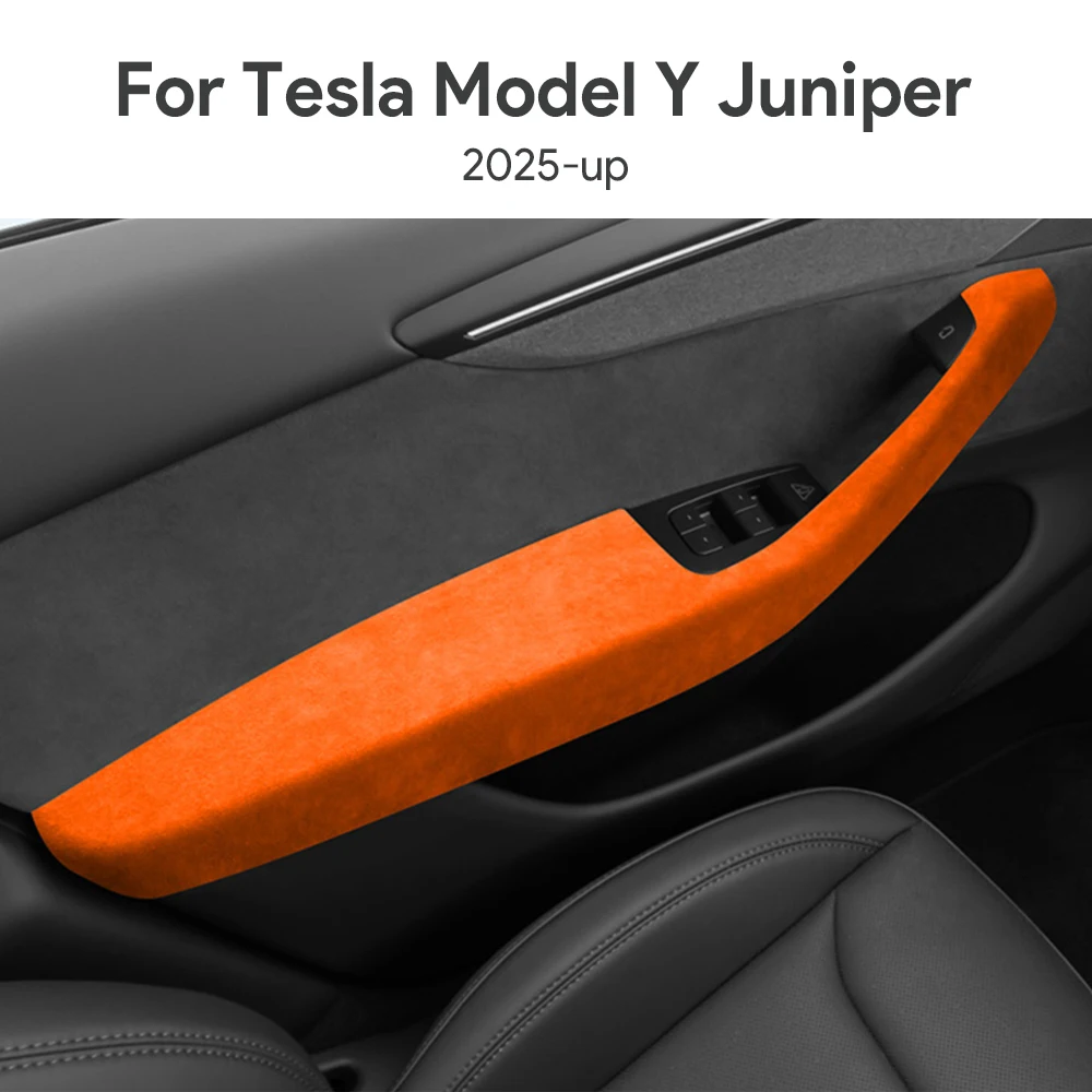 

Italian Top Suede Trim Cover 4PCS LHD RHD For Tesla Model Y Juniper 2025 2026-Up Door Armrest Panel Car Interior Accessories