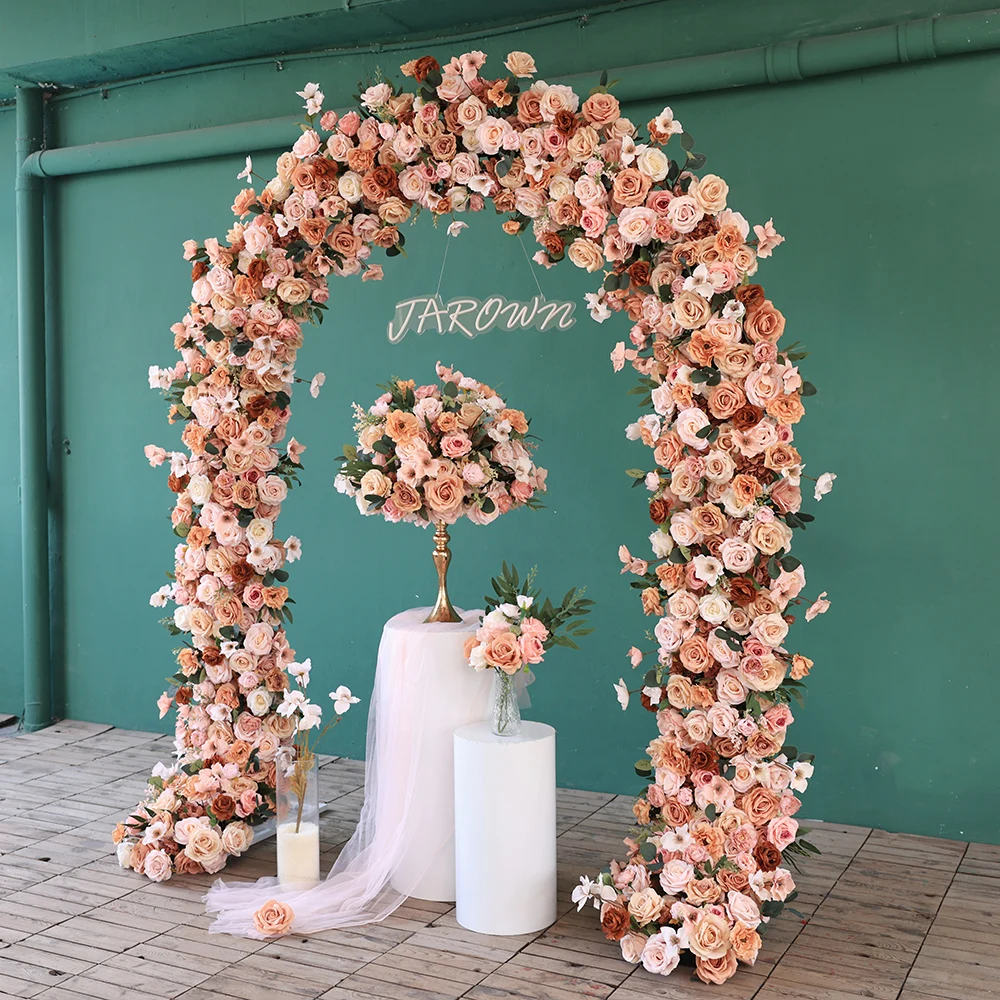 Artificial Decorative Flowers Luxury Autumn Color Rose Peony Floral Arrangement for Wedding Event Backdrop Decors Customized