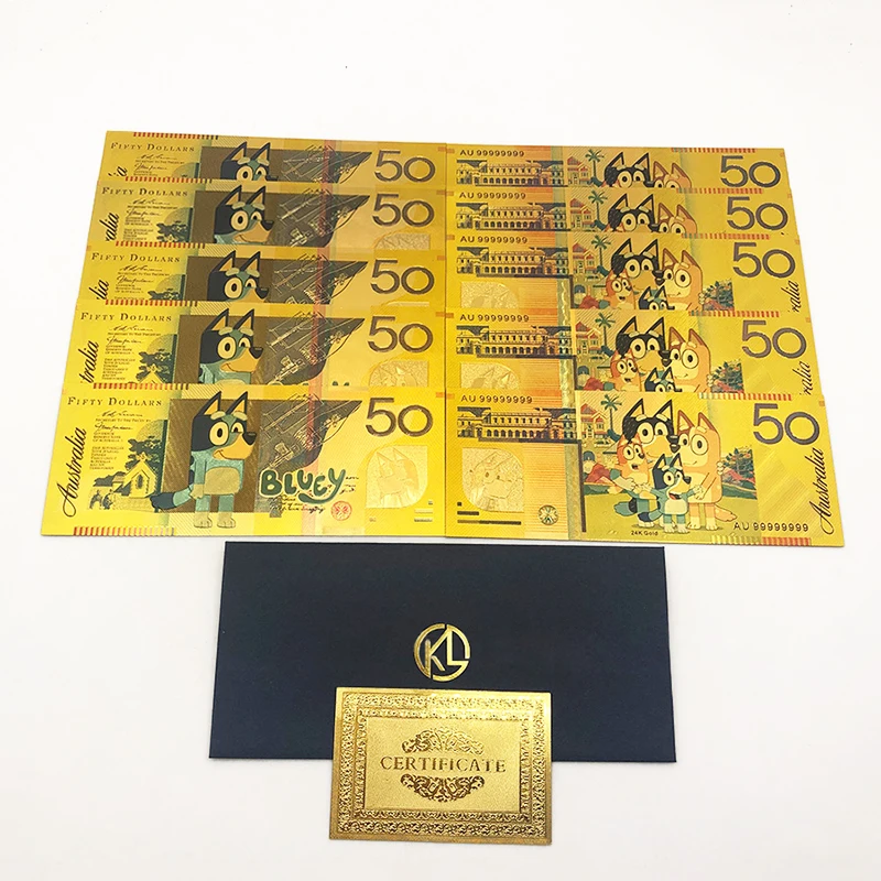 Bluey Bingo PVC Gold Foil Card Commemorative Banknote Collectible Coins Bluey's Family Of Four Toy Collection Cards For Children