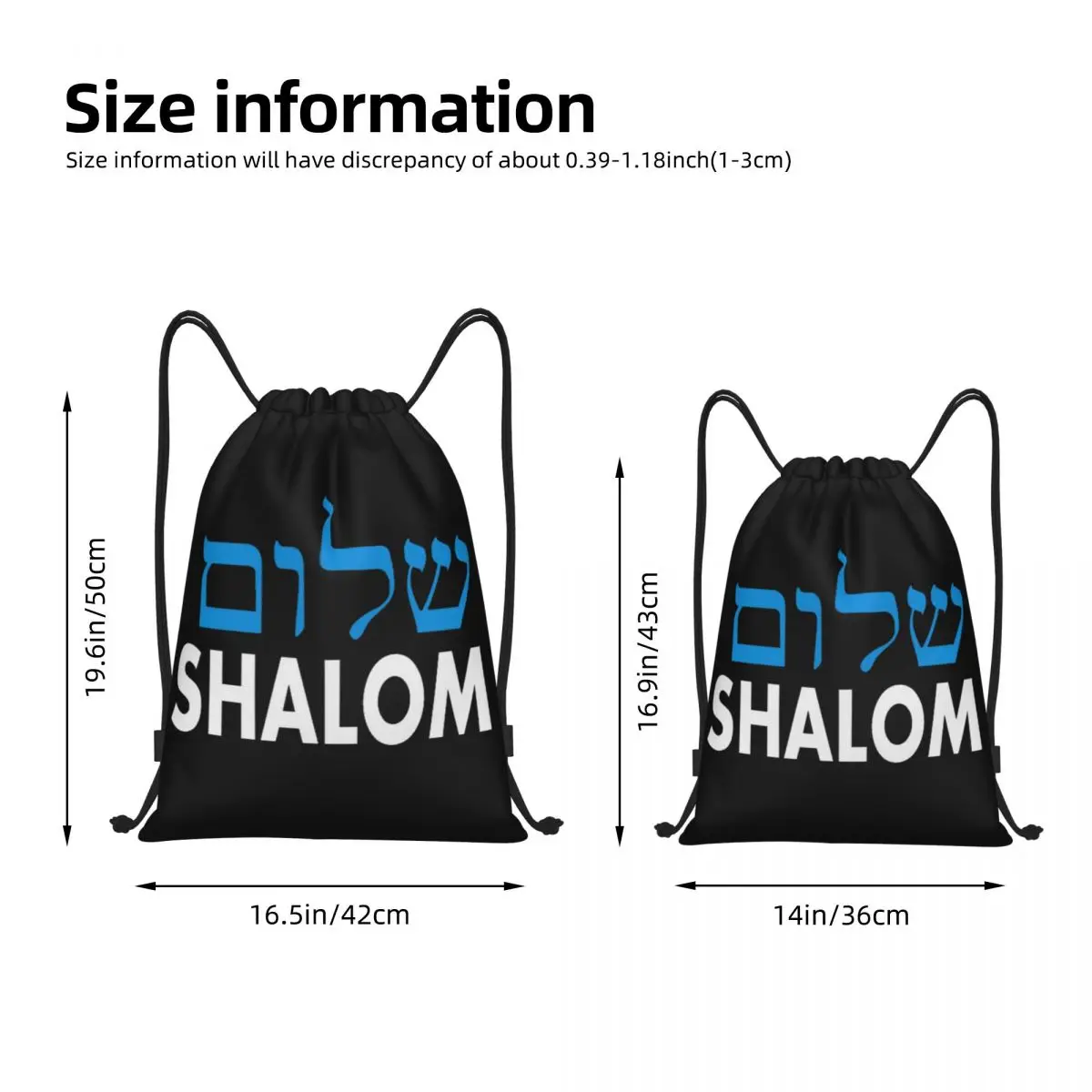 Shalom-Sac à Dos de Rangement en Hébreu, Langue Grecque, Paix, Jésus Christ, Chrétien, Jupostal, Proximité Portable, Sacs Wstring, Sports de Plein Air