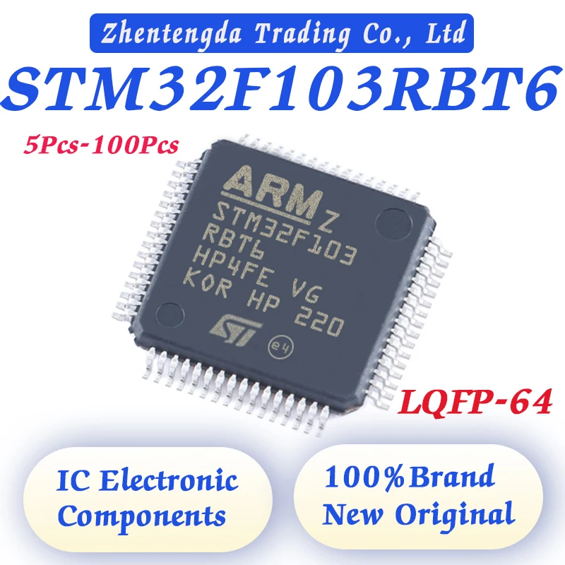 5PCS-100PCS STM32F103RBT6 STM32F103RB STM32F103R STM32F103 STM32F STM32 STM IC MCU LQFP-64 Chip