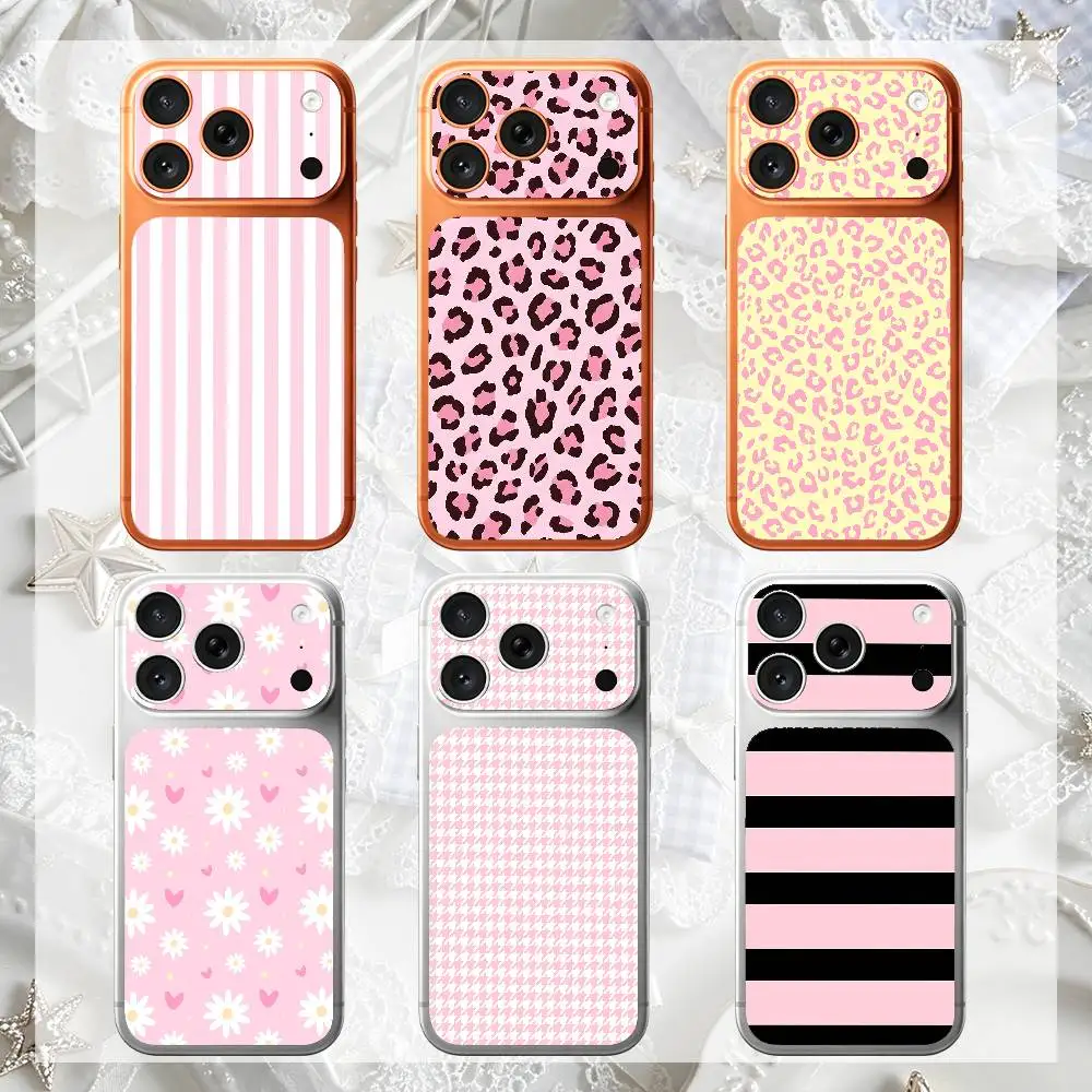 Ins Koreanischer Süßer Rosa Gestreifter Vollkörper-Skin-Aufkleber für iPhone 17 Pro Pro Max – Farbiger Rückseitenschutzsticker