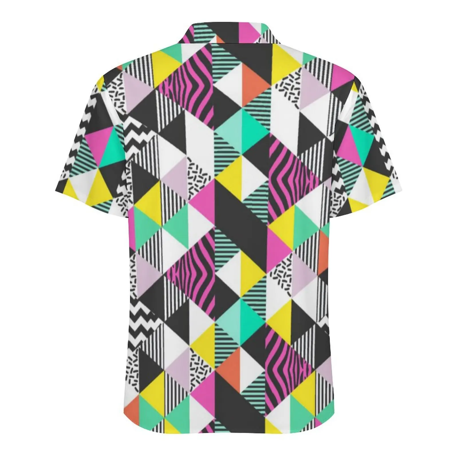 Camisa de playa de arte geométrico moderno para hombre, triángulos abstractos, camisas casuales hawaianas, blusas sueltas de manga corta, ropa con estampado elegante