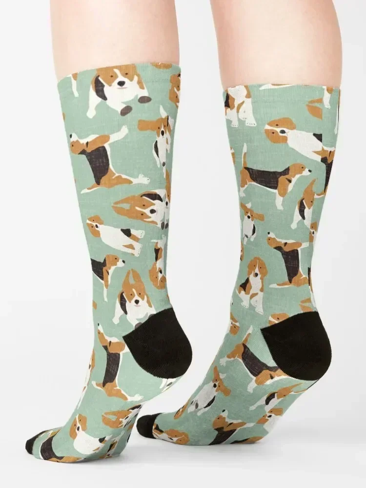 beagle scatter mint Socks custom Stockings moving stockings Hiking boots Boy Socks Women's