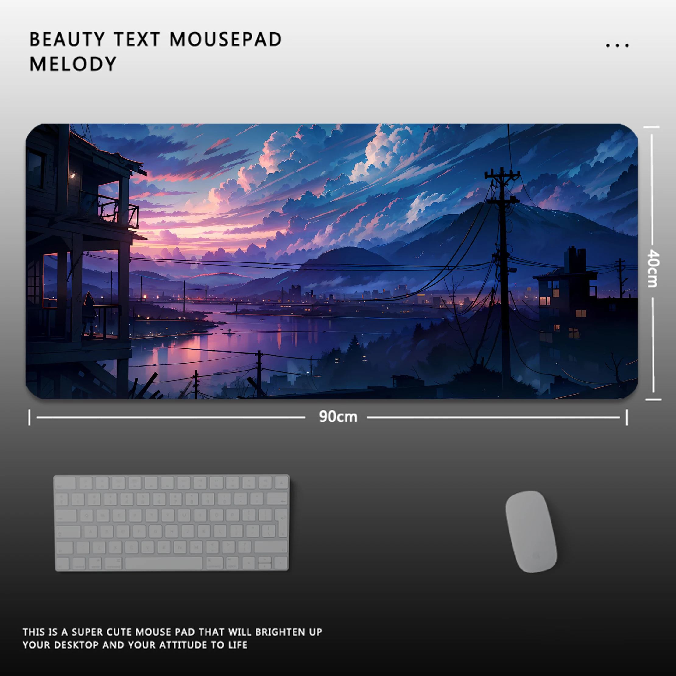 

900x400mm Cute Sky Cloud HD Print Mat Ergonomic Natural Mouse Pad Large Size Game Mousepad Pastel Moon Phase Table Mat