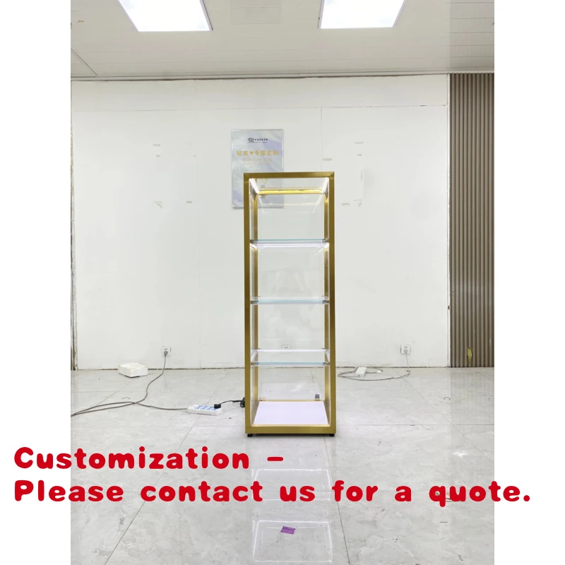 

custom.4-Tier Glass Display Cabinet with LED Light & Lock Metal Frame Showcase Collectibles Jewelry Retail Store