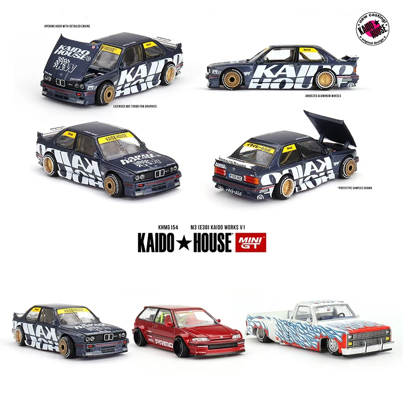 PreSale MINIGT KHMG154 1:64 M3 E30 Openable Hood Diecast Car Model Kaido House