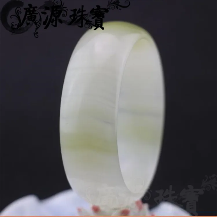 سوار جوهرة أفغاني ملفوف بالحرير، شريط رفيع، سوار من اليشم متوسط العرض، مصدر اليشم الطبيعي النقي هدية مثالية للأصدقاء #4