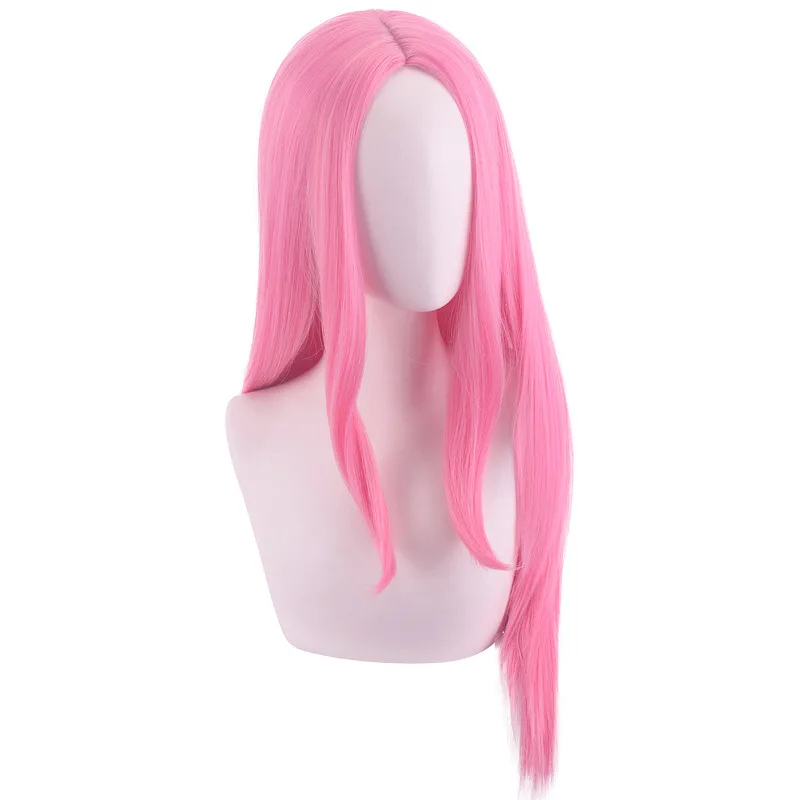 Peluca Larga y Lisa Rosa de Anime para Cosplay, Resistente al Calor, de Cabello Sintético para Mujer