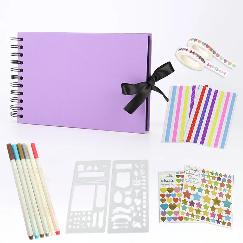 A5 Spiral Photo Album Set DIY Scrapbook Kit Memory Journal Collage Book for Handmade Crafts