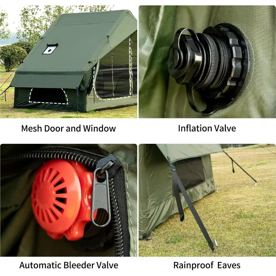 خيمة تخييم قابلة للنفخ مع مضخة يدوية مقاومة للماء في الهواء الطلق تفجير خيمة 28 شخص الثور 4 الموسم Glamping خيمة الهواء المقصورة البيت مع #5