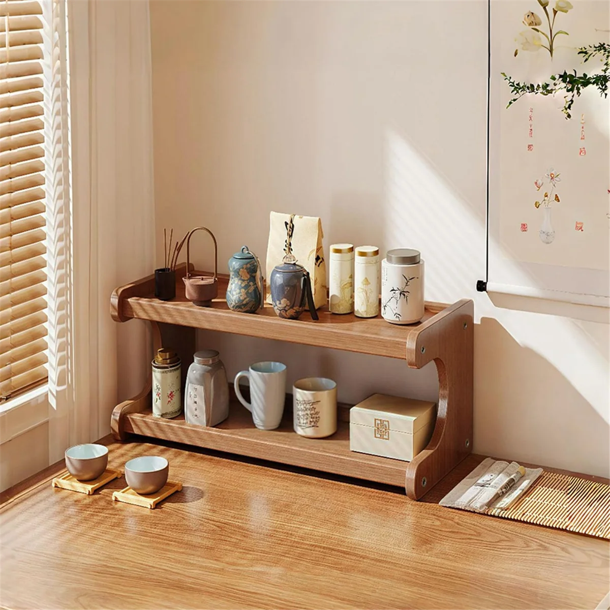 2025+ منظم محطة بار القهوة، رف تخزين ملحقات الشاي، منظم شراب القهوة، رف عرض الكوب