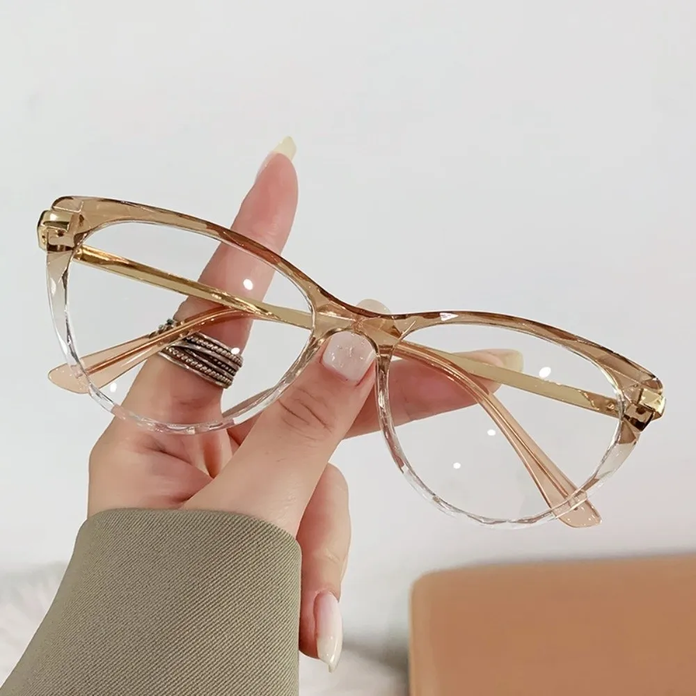 

PC Lightweight Anti Blue-lay Eyewear Leopard Print Thin-frame Cat Eye Glasses Waterproof Alloy Women Plain Glasses Ladies