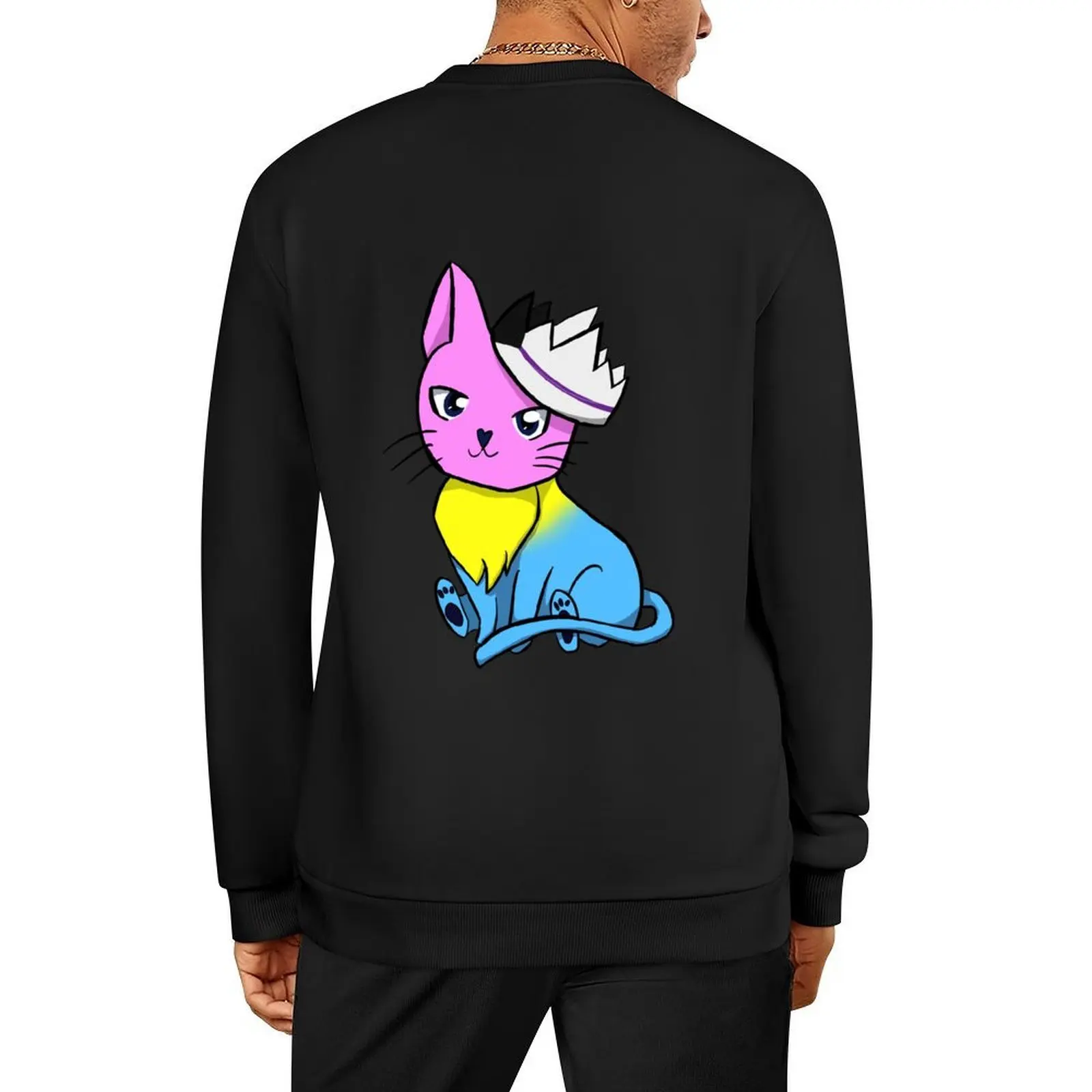 

Pansexual Demisexual Pride Cat Pullover men's sweat-shirt tracksuits korean style clothes sweatshirts for men