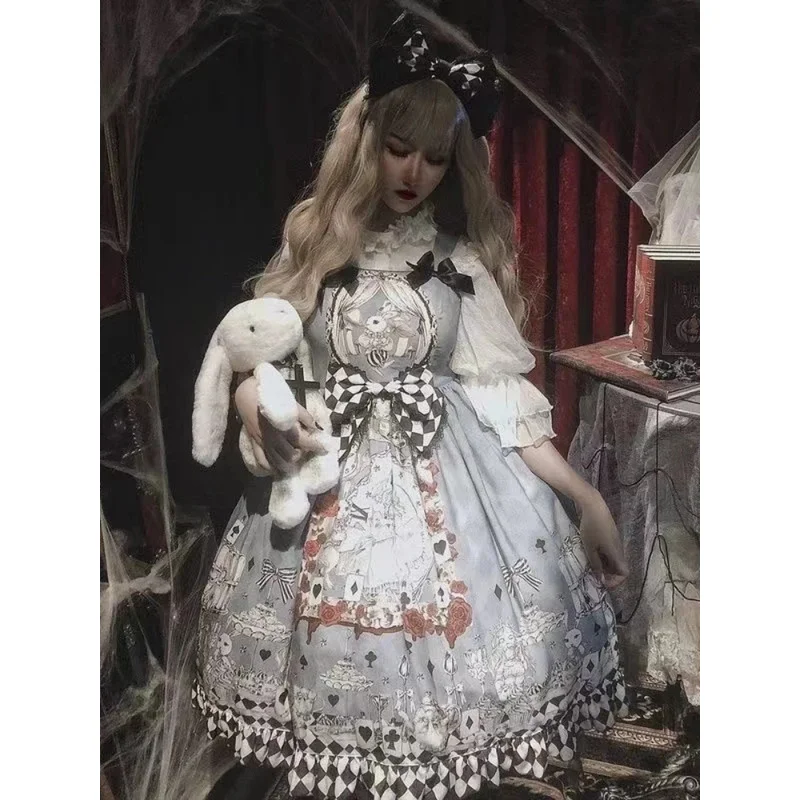 Vestido de lolita gótico japonés para niñas, vintage, funeral oscuro, Lolita JSK, Harajuku, kawaii, sin mangas, punk, vestidos con tirantes