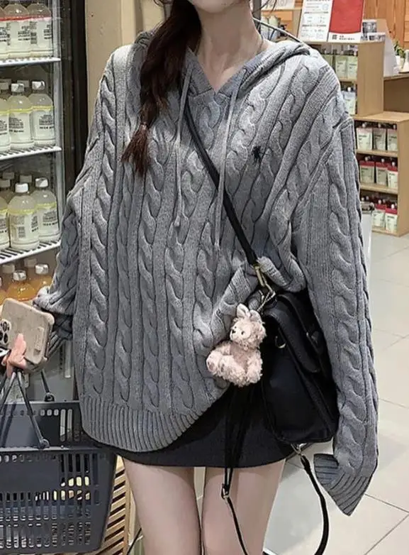 Pull 2025 dernier Style de vente chaude décontracté élégant minimaliste laine à manches longues pull à capuche femmes vêtements, automne/hiver