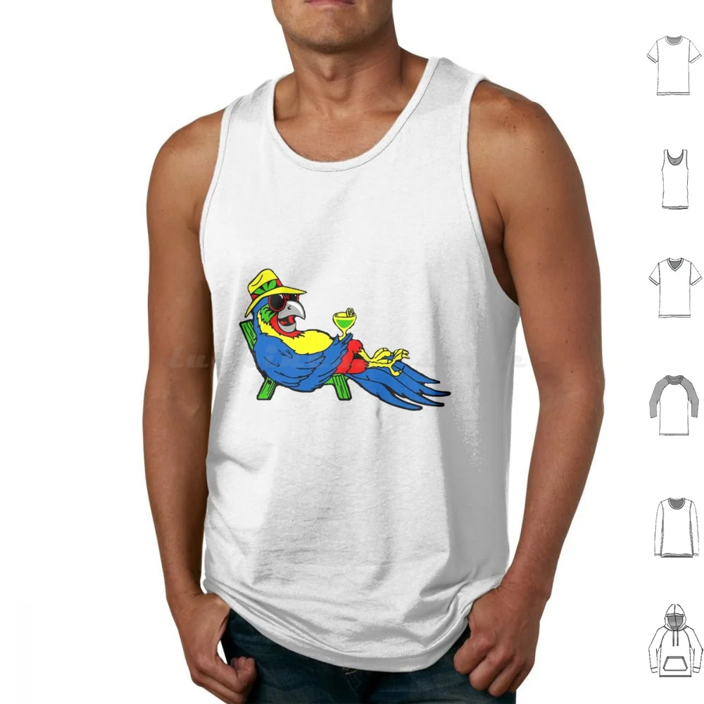 Parrot Nyelonjor Camisetas sin mangas Estampado Algodón Jimmy Buffett Playa Parrothead Margaritaville Buffett Parrot Surfing Pirate