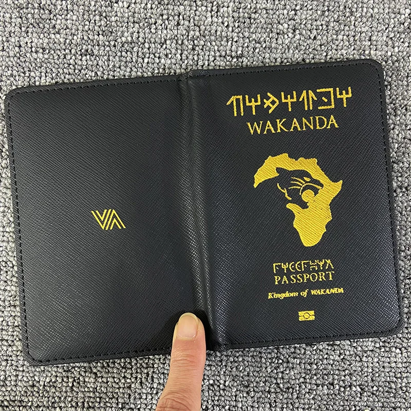 Wakanda 여권 커버 Rfid 차단 Pu 가죽 패킷 케이스 ID 신용 카드 멀티 페럴 여권 홀더 여행 액세서리