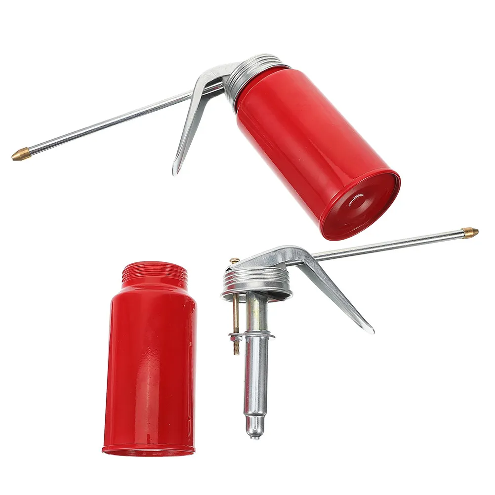 2Pcs Manual Pump Oil Can Handheld Oiler Bucket Metal Nozzle Portable Engine Lubrication Motorcycle Oil Dispenser