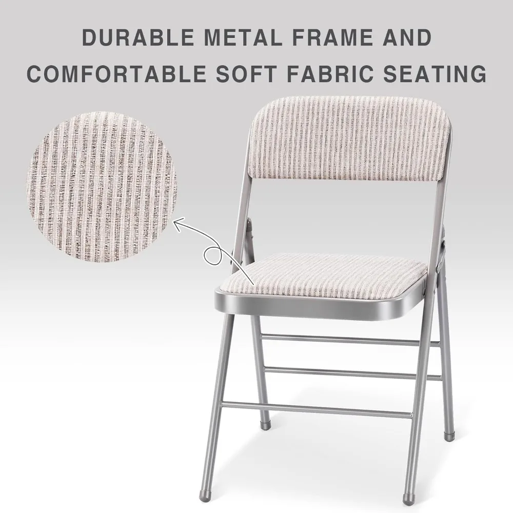 Commercial Grade Folding Chairs with PU Cushion and Back, Comfortable Padded Metal Chairs for Home Use