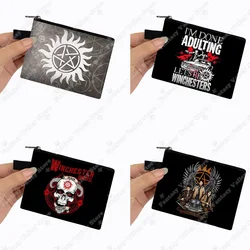 Supernatural Winchester Bro's Print Coin Purse Saving People Hunting Things Wallet Credit Card Key Earphones Holder Money Bag
