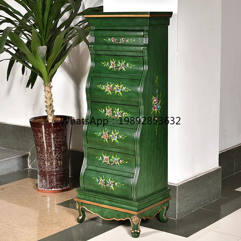 YFY الأمريكية الرجعية سبعة أدراج خزانة غرفة المعيشة تلفزيون خزانة جانبية متعددة الوظائف اليدوية