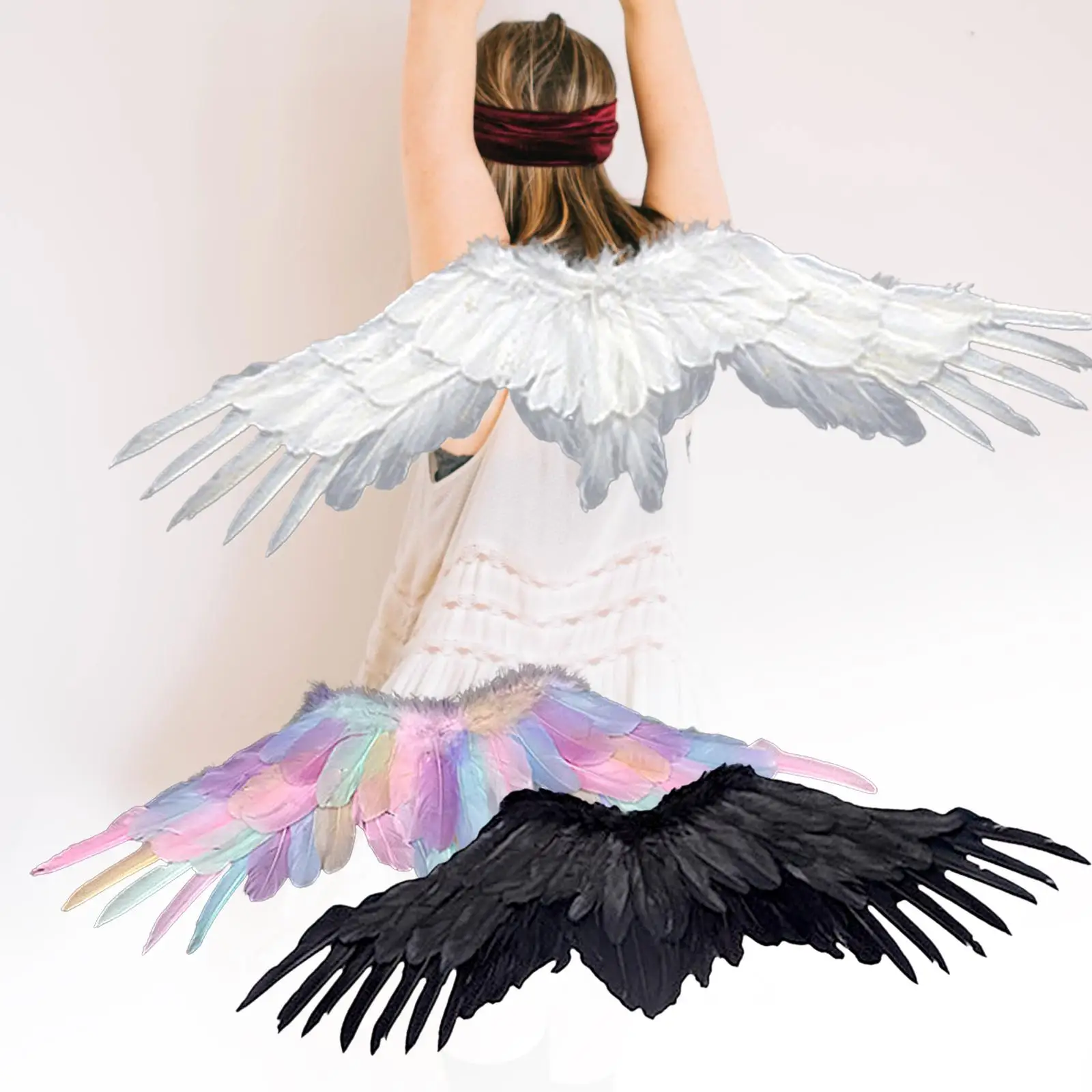 Accessoires de fête aile d'ange en plumes, robe fantaisie de mariage, décoration d'anniversaire, accessoires de Cosplay, aménagement de scène de spectacle pour enfants en bas âge
