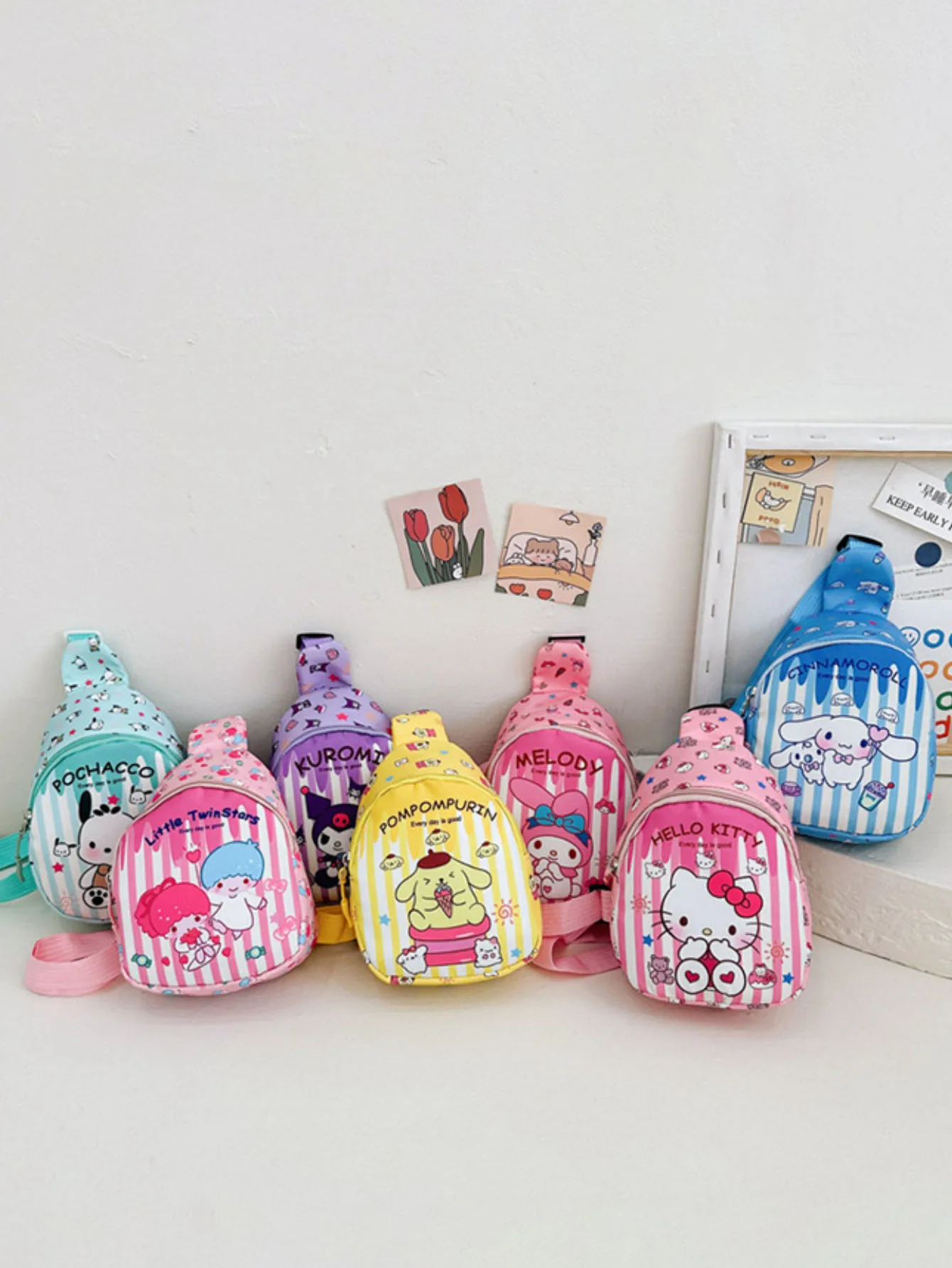 1pc Hello Cartoon Kitty My Melody Kuromi Cinnamoroll Printed Shoulder Bag Versatile Crossbody Bag Birthday Gift