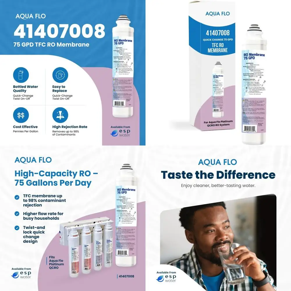 

Мембранный фильтр обратного осмоса 75 GPD с быстрой заменой, 4-ступенчатая система, снижает TDS, простая установка с помощью замкового крепления