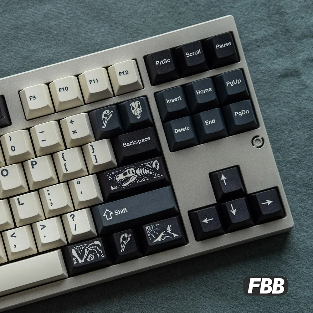 

FBB Keycaps Fossil Amber Thermal Sublimation PBT Black Gray Custom DIY Magnetic Axis Cherry Profile Mechanical Keyboard Keycap