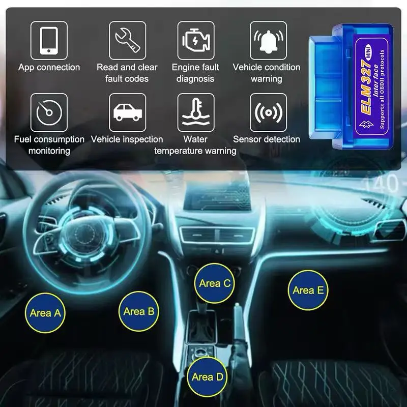 ELM327 V2.1 OBD2 Scanner Bluetooth Car Diagnostic Tool Mini Code Reader For Android IOS Automotive Fault Detector