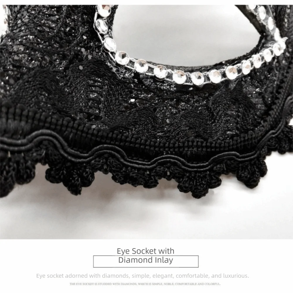 Fashion Lace Trimmed Lace Feather Mask Feather Headpiece Plastic Half Face Mask Flower Masquerade Mask Carnival Party
