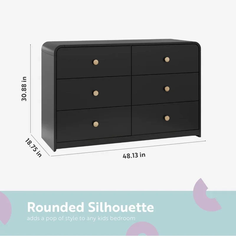 Storkcraft Santos 6 Drawer Dresser (Black) - for , 6 , Kids , Nursery Organiz