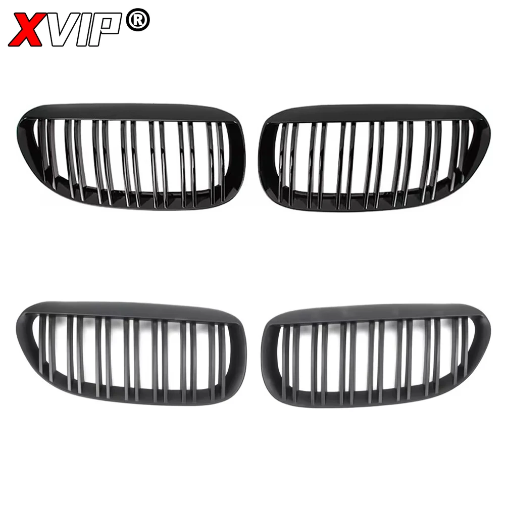 XVIP Glossy Black Single Line Style Car Front Bumper Grilles For BMW 6-Series E63 E64 2004-2010 Matte Racing Grill Accessories