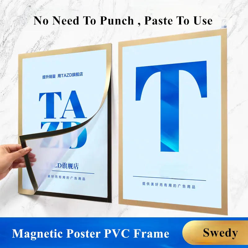 5 Pieces A4 210x297mm Wall Mounted  Magnetic Self-adhesive Advertising Poster Frame Price Label Sign Holder PVC Frame