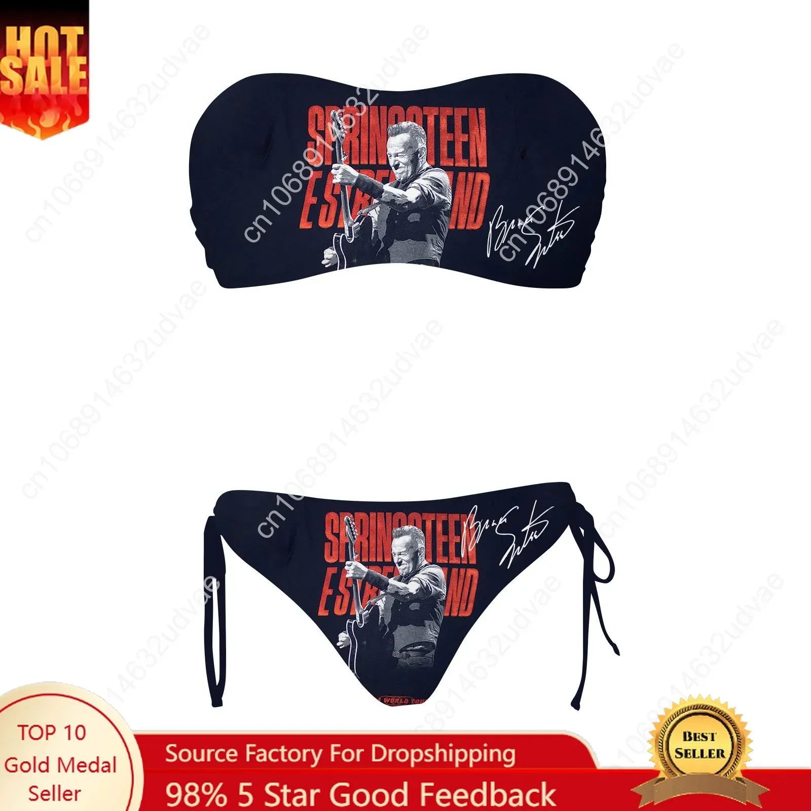 Bruce Springsteen Swimsuit Womens Drawstring Two Piece Set Bathing Suits Personalized Swimwear Bikini Customize Beachwear