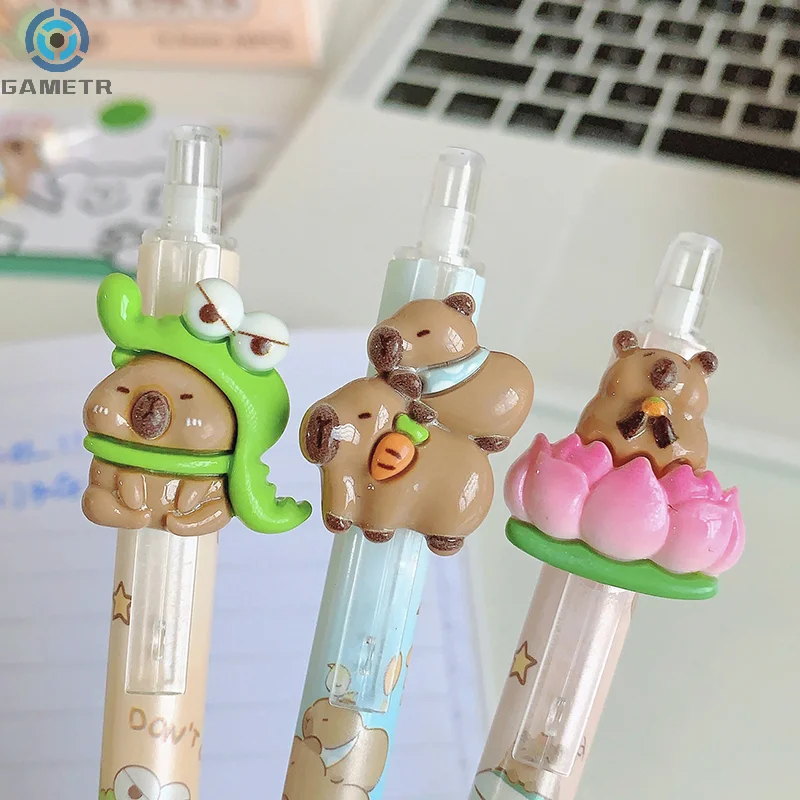 1PC Kawaii Cartoon Capybara Black Ink Pen Quick Drying Gel Pen School Office Supplies Stationery Gift Students Cute Gel Pen