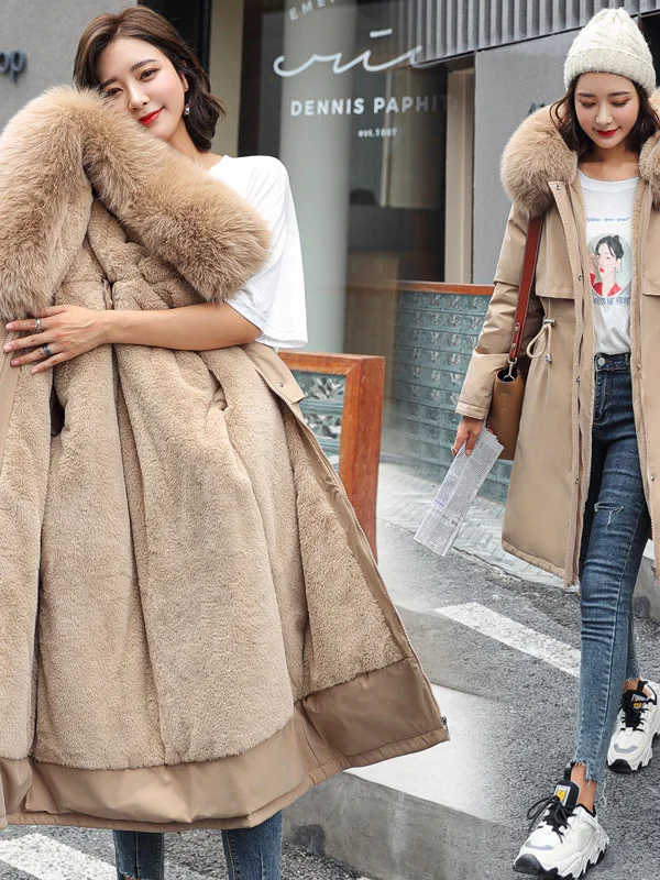 

Women's Winter Thiened down Cotton Jaet 2025 New Sle Faionable Versatile Fce Lined Mid-Length Cotton Coat