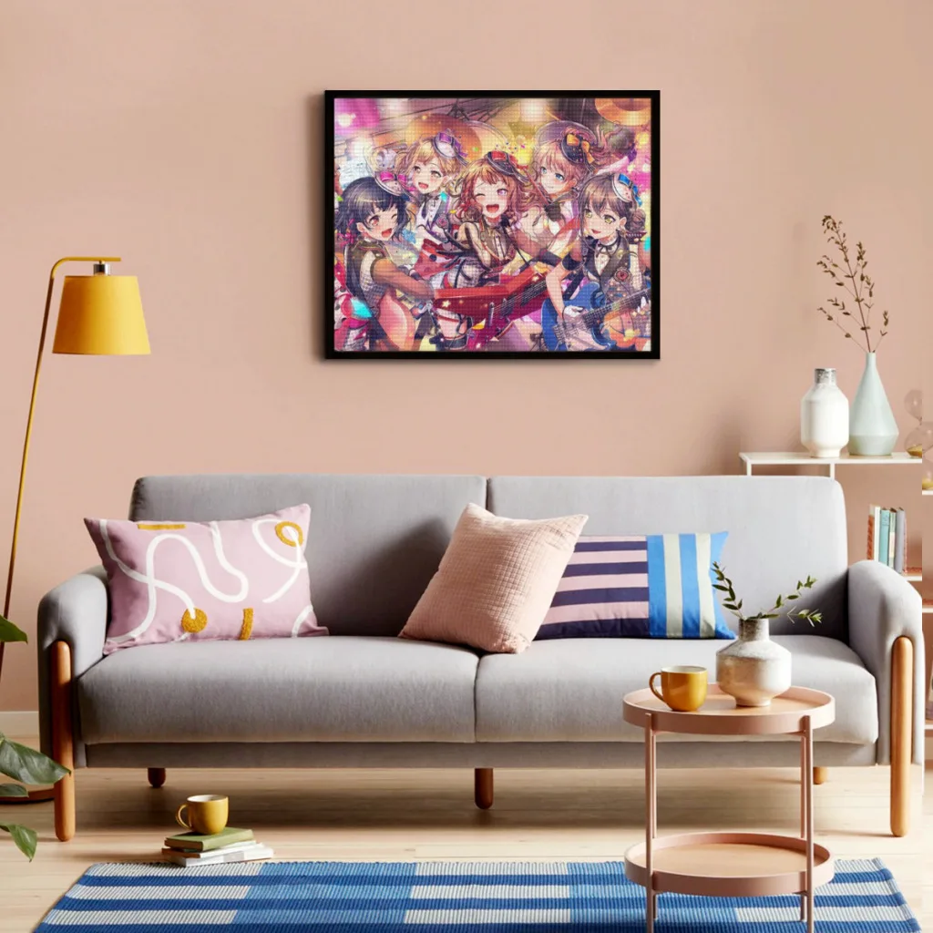 Poppin Party Diamond Painting Kawaii Japanese Anime Cute 5D Diy Full Square Mosaic Embroidery Bedroom Decoration Handmade Gift