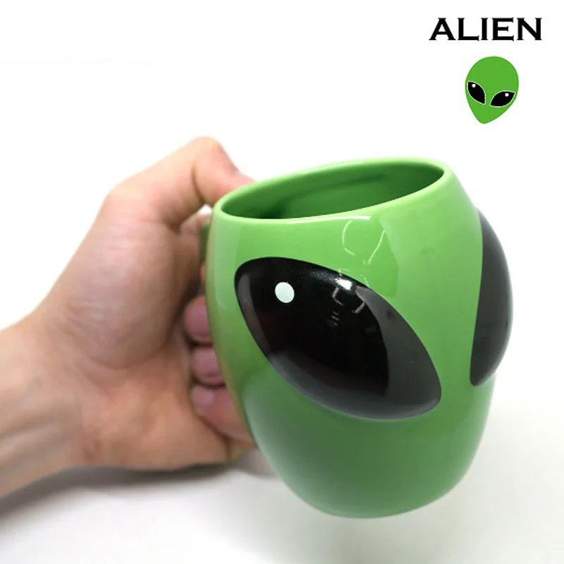 Ceramic 3D Alien Mug Cartoon Animal Creative Universal Water Cup Ceramic Cup Green Single Layer Cute Friend Birthday Gift