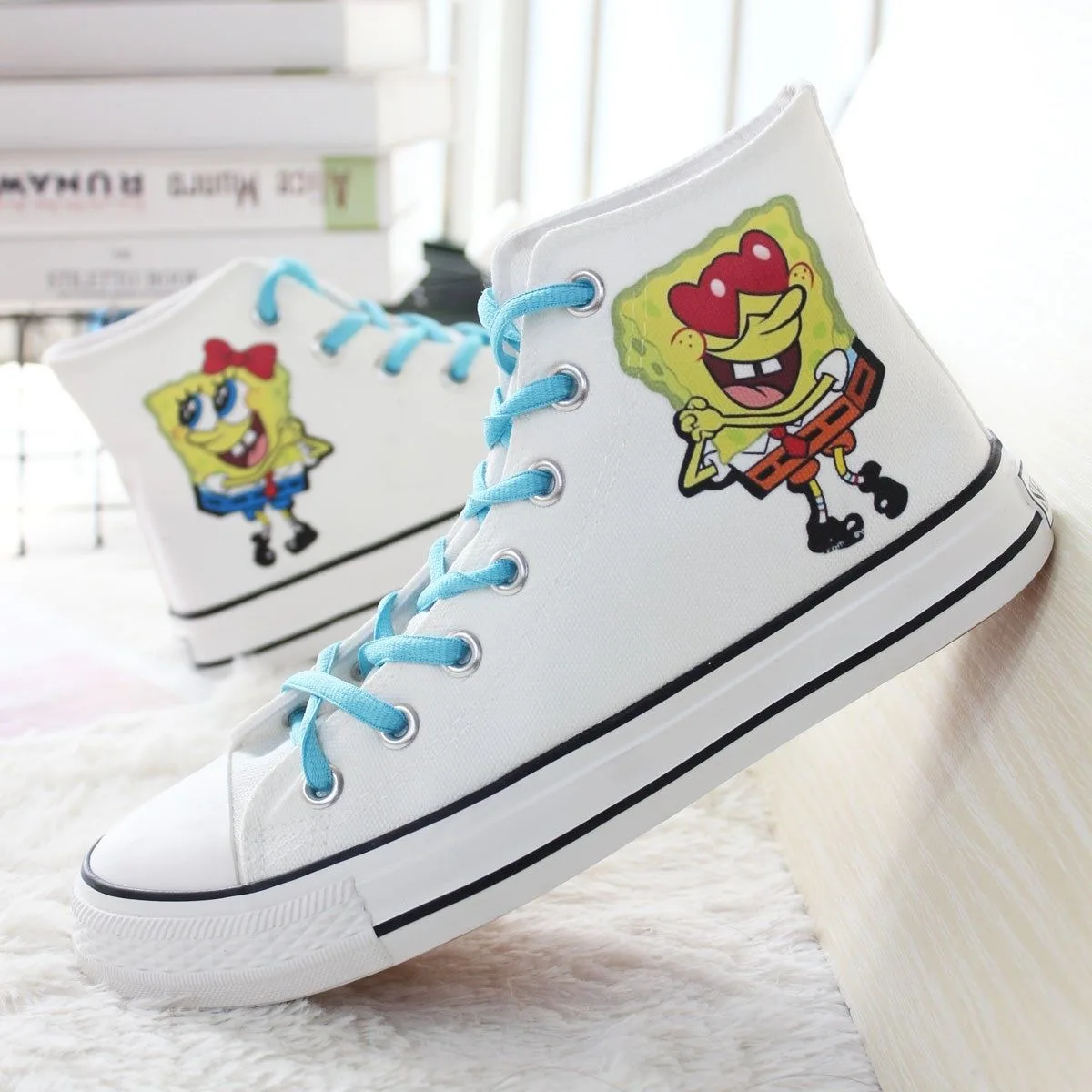 

SpongeBob SquarePants Big Star Winter Student Women's Shoes Men's Shoes Couple High Top Canvas Shoes Casual Shoes