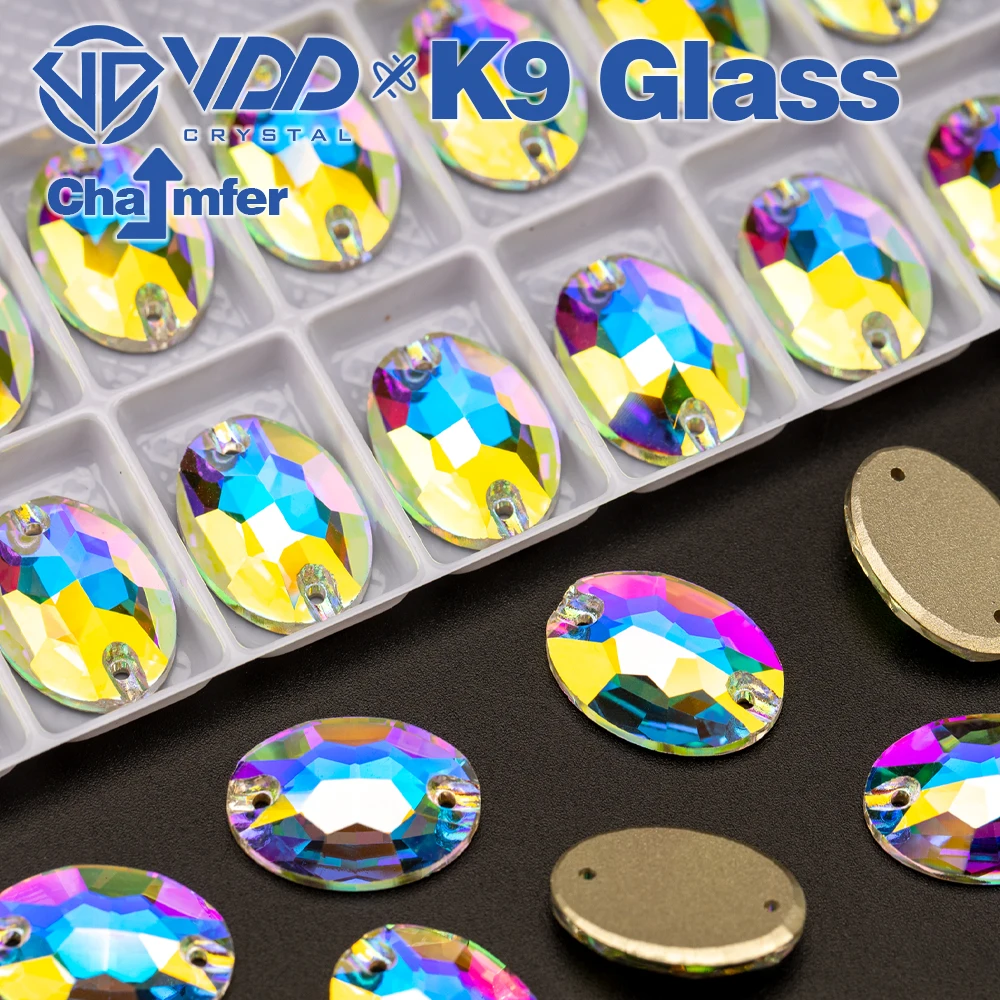 VDD Oval AAAAA Top Quality K9 Glass Sew On Crystals AB Rhinestones Sewing Flat Back Stones For Clothes Accessories Wedding Dress