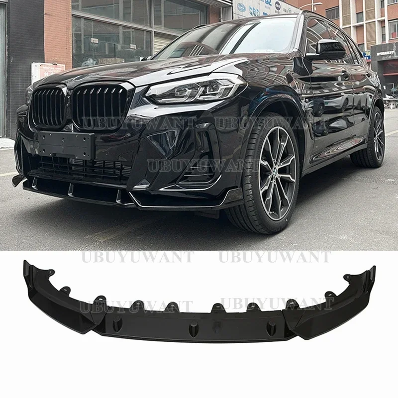 

Front Bumper Splitter Lip Spoiler Diffuser Guard Body Kit Cover For BMW X3 G01 X4 G02 Dark Kni 2021 2022+ Gloss Black ABS Tuning