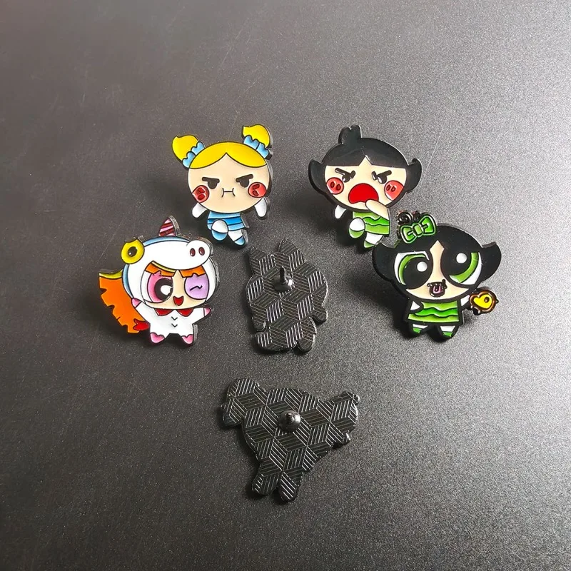 Cartoon Animation Flying Little Policewoman Brooch Cute Flower Hair Bubble Personality Badge anime Animation Pin Gift for Friend view 4