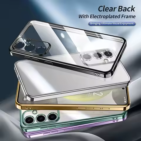 Luxury Plating Clear Case For Samsung Galaxy S24 Ultra S23 Plus S22 S21 FE 5G Transparent Silicone Back Cover S 24 23 22 21