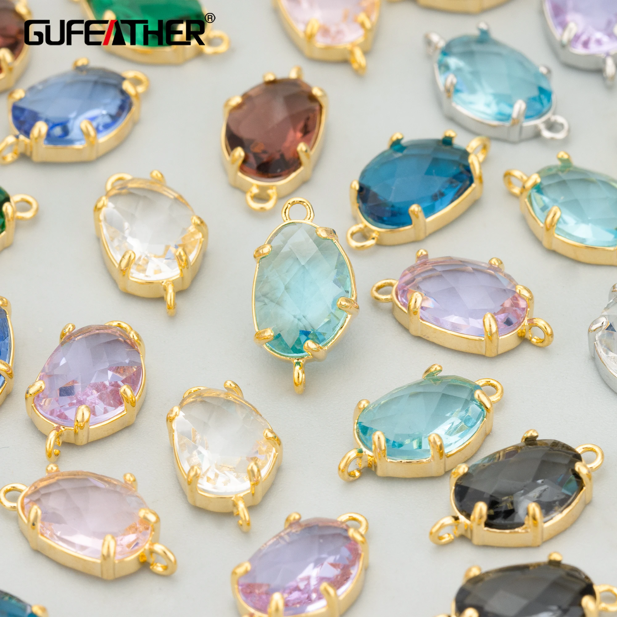 GUFEATHER,10pcs/lot,MG82,jewelry accessories,18k gold rhodium plated,copper,charms,glass,hand made,jewelry making,diy pendants