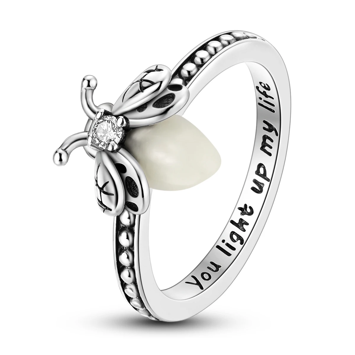 925 Sterling Silver Firefly Ring Simple Generous Glow In The Dark Luxury High Quality For Women Rings Wedding Party Fine Jewelry