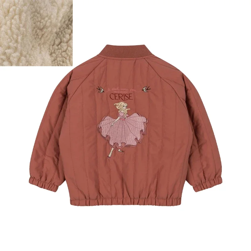 2024 New Winter Warm Jacket Girls Cherry Outerwear Children Cotton Animal New Baby Clothes Tops Boys Leisure Lamb Wool Jacket